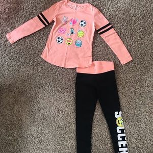 Girls matching soccer outfit